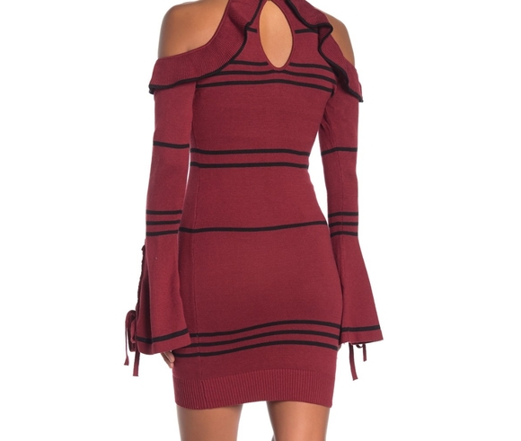 WOW couture Dresses & Skirts - 💥Striped Knit Cold Shoulder Dress